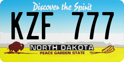 ND license plate KZF777