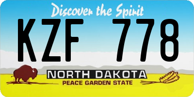 ND license plate KZF778
