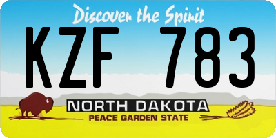 ND license plate KZF783
