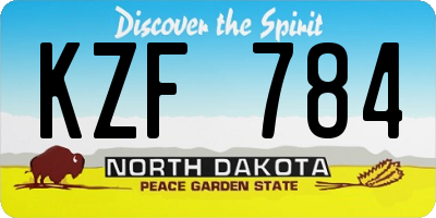 ND license plate KZF784