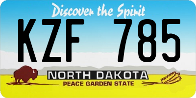 ND license plate KZF785