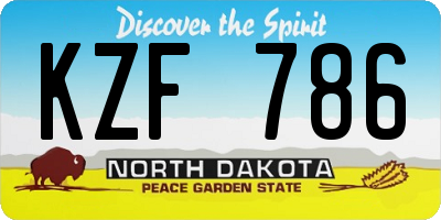 ND license plate KZF786