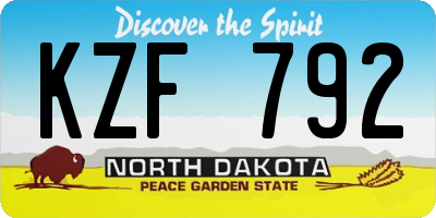 ND license plate KZF792