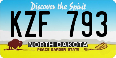 ND license plate KZF793