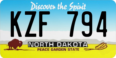 ND license plate KZF794