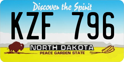 ND license plate KZF796