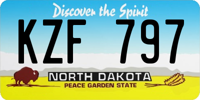 ND license plate KZF797