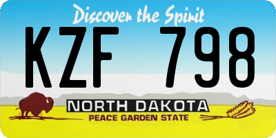 ND license plate KZF798