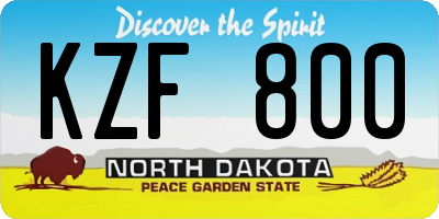 ND license plate KZF800