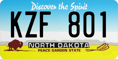 ND license plate KZF801