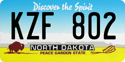 ND license plate KZF802