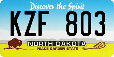 ND license plate KZF803