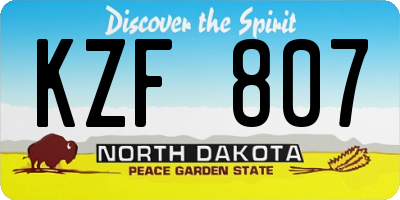 ND license plate KZF807