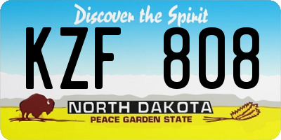 ND license plate KZF808
