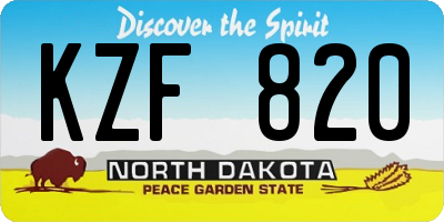 ND license plate KZF820
