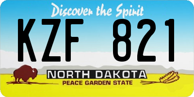 ND license plate KZF821