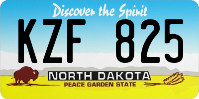 ND license plate KZF825