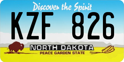 ND license plate KZF826