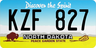 ND license plate KZF827