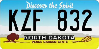 ND license plate KZF832