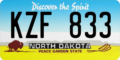ND license plate KZF833