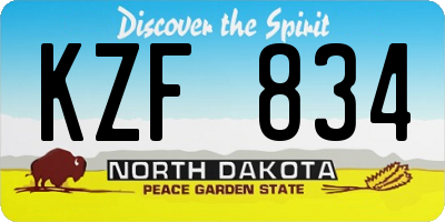 ND license plate KZF834