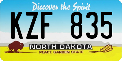 ND license plate KZF835