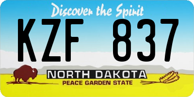 ND license plate KZF837
