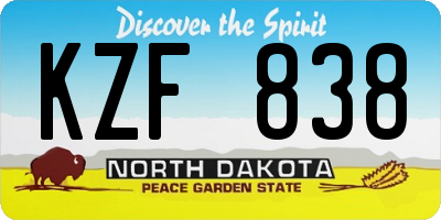 ND license plate KZF838