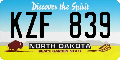 ND license plate KZF839