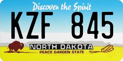 ND license plate KZF845