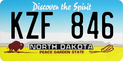 ND license plate KZF846