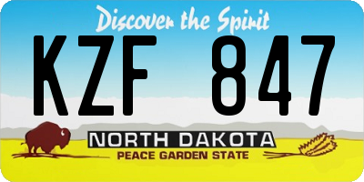 ND license plate KZF847