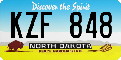 ND license plate KZF848