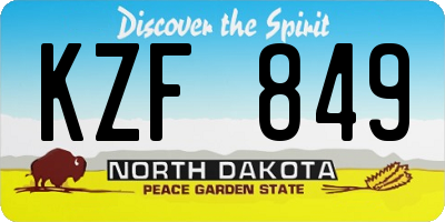 ND license plate KZF849