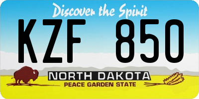 ND license plate KZF850