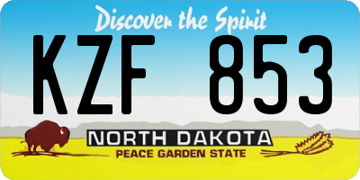 ND license plate KZF853