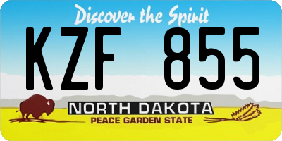 ND license plate KZF855