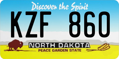 ND license plate KZF860