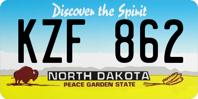ND license plate KZF862