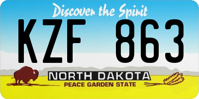 ND license plate KZF863
