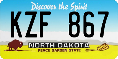 ND license plate KZF867