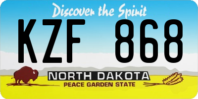 ND license plate KZF868