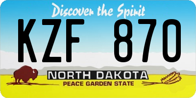 ND license plate KZF870