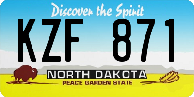 ND license plate KZF871