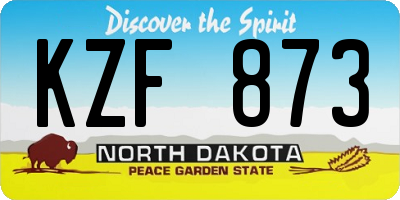 ND license plate KZF873