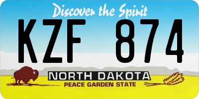 ND license plate KZF874
