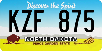 ND license plate KZF875