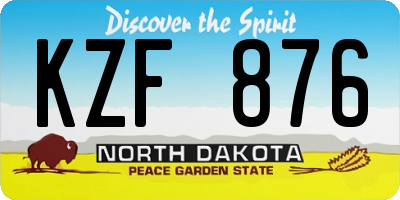 ND license plate KZF876