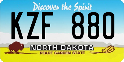 ND license plate KZF880